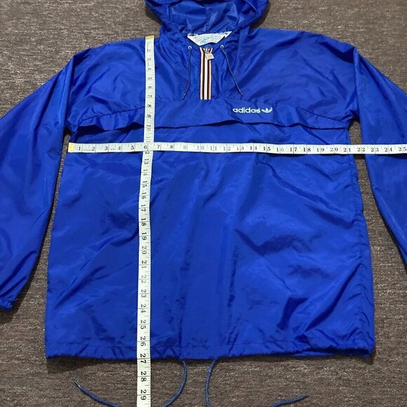 Vintage 80s Adidas Originals Windbreaker Lightweight Hooded Packable Mens Large - Picture 11 of 13